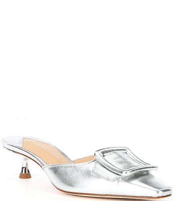 Antonio Melani Kendra Leather Buckle Detail Dress Mules