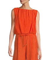 Antonio Melani Coordinating Keoni Novelty Crinkle Bateau Neckline Sleeveless Blouse