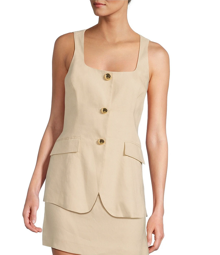 Antonio Melani Laura Linen Square Neck Sleeveless Vest