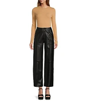 Antonio Melani Layla Genuine Leather Straight Wide Leg Pant