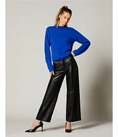 Antonio Melani Layla Genuine Leather Straight Wide Leg Pant