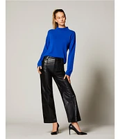 Antonio Melani Layla Genuine Leather Straight Wide Leg Pant