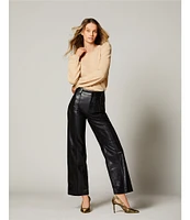 Antonio Melani Layla Genuine Leather Straight Wide Leg Pant