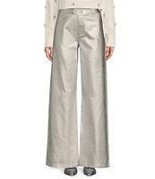 Antonio Melani Lexi Coated Metallic High Rise Wide-Leg Denim Pant