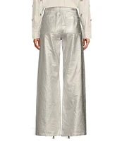 Antonio Melani Lexi Coated Metallic High Rise Wide-Leg Denim Pant