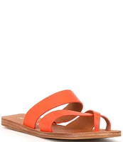 Antonio Melani Libbie Leather Toe Loop Flat Strappy Sandals