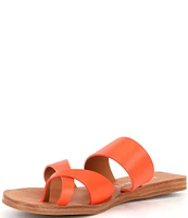 Antonio Melani Libbie Leather Toe Loop Flat Strappy Sandals