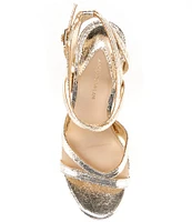 Antonio Melani Lione Metallic Foil Fabric Strappy Dress Sandals