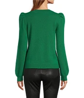 Antonio Melani Lisa Puff Sleeve Crew Neck Cashmere Sweater