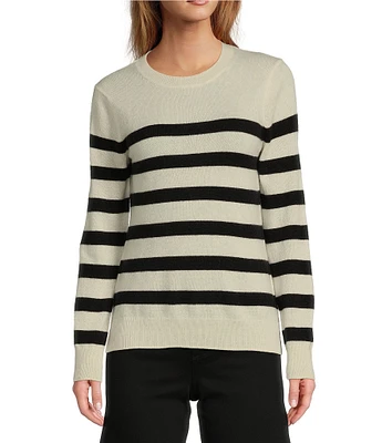 Antonio Melani Luxury Collection Cameron Cashmere Crew Neck Long Sleeve Striped Knit Sweater