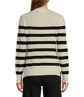 Antonio Melani Luxury Collection Cameron Cashmere Crew Neck Long Sleeve Striped Knit Sweater