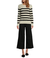 Antonio Melani Luxury Collection Cameron Cashmere Crew Neck Long Sleeve Striped Knit Sweater