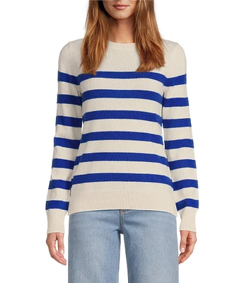 Antonio Melani Luxury Collection Cameron Cashmere Crew Neck Long Sleeve Striped Knit Sweater