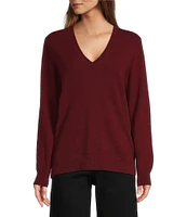 Antonio Melani Luxury Collection Monica Cashmere V-Neck Long Sleeve Knit Sweater