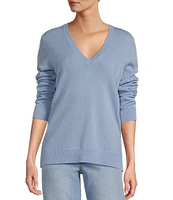 Antonio Melani Luxury Collection Monica Cashmere V-Neck Long Sleeve Knit Sweater