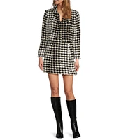 Antonio Melani Macy Wool Blend Houndstooth Square Neck Sleeveless Mini Sheath Dress