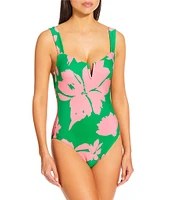 Antonio Melani Madarin Blooms V-Neck One Piece Swimsuit