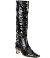 Antonio Melani Mades Crocodile Patent Leather Tall Dress Boots