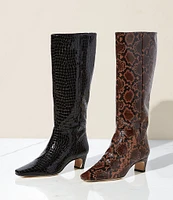 Antonio Melani Mades Crocodile Patent Leather Tall Dress Boots