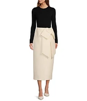 Antonio Melani Maleah Mikado Bow Detail Midi A-Line Skirt