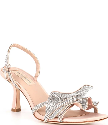 Antonio Melani Maris Metallic Coated Rhinestone Embellished Ruffle Dress Sandals