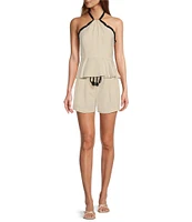 Antonio Melani Mason Rope Belt Linen Blend Pleated Coordinating Shorts