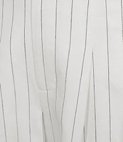 Antonio Melani Melinda Linen Blend Stripe Print Pleated Straight Leg Coordinating Pants