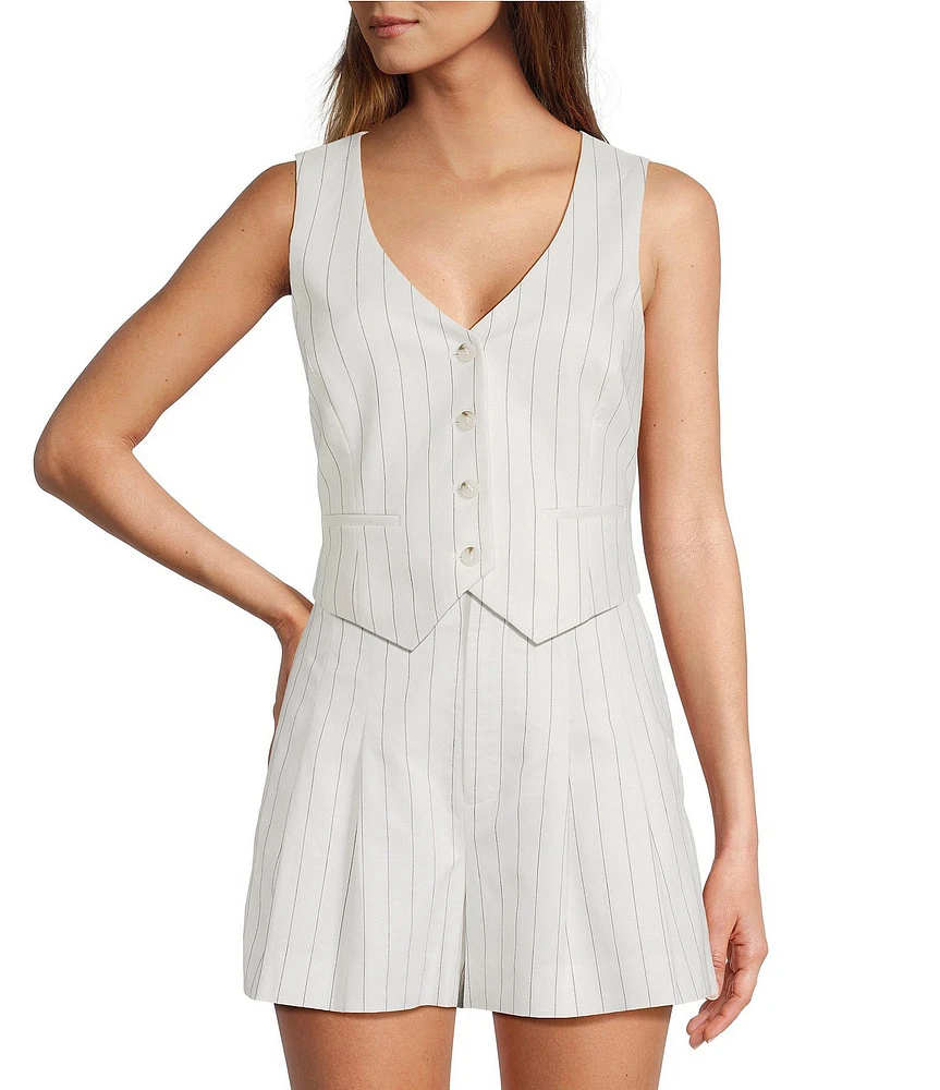 Antonio Melani Melinda Linen Blend V-Neck Coordinating Vest
