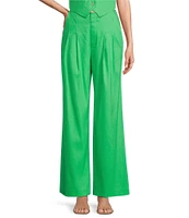 Antonio Melani Melinda Linen Blend Pleated Straight Leg Pants