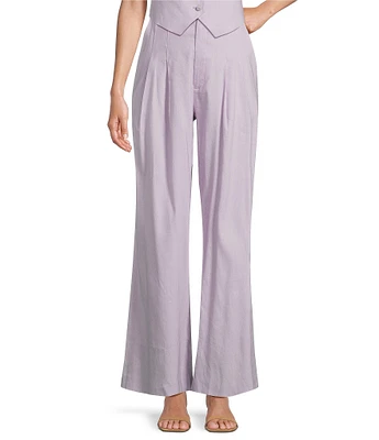 Antonio Melani Melinda Linen Blend Pleated Straight Leg Pants