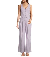 Antonio Melani Melinda Linen Blend Pleated Straight Leg Pants