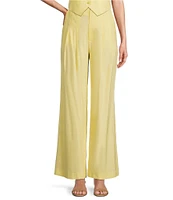 Antonio Melani Melinda Linen Blend Pleated Straight Leg Pants