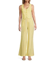 Antonio Melani Melinda Linen Blend Pleated Straight Leg Pants