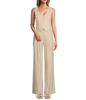 Antonio Melani Melinda Linen Blend Pleated Straight Leg Pants