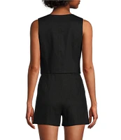 Antonio Melani Melinda V-Neck Stretch Linen Blend Vest