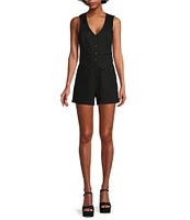 Antonio Melani Melinda V-Neck Stretch Linen Blend Vest