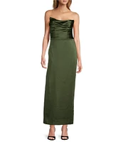 Antonio Melani Melody Satin Cowl Neck Strapless Sheath Dress