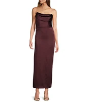 Antonio Melani Melody Satin Cowl Neck Strapless Sheath Dress