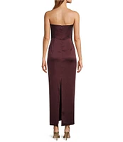 Antonio Melani Melody Satin Cowl Neck Strapless Sheath Dress