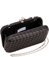 Antonio Melani Mini Weave Minaudiere Silver Metal Clutch