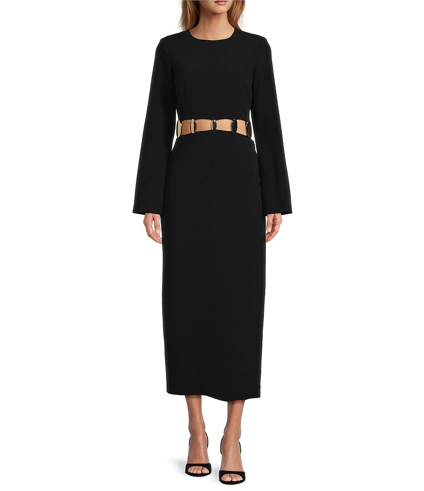 Antonio Melani Miss Stella Long Sleeve Cutout Crepe Midi Dress