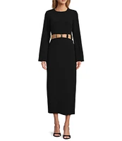 Antonio Melani Miss Stella Long Sleeve Cutout Crepe Midi Dress