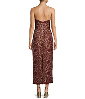 Antonio Melani Nancy Schiffli Lace Square Neck Sleeveless Sheath Midi Dress