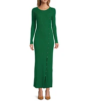 Antonio Melani Nora Ribbed Knit Round Neck Long Sleeve Maxi Dress