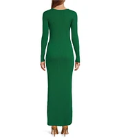 Antonio Melani Nora Ribbed Knit Round Neck Long Sleeve Maxi Dress