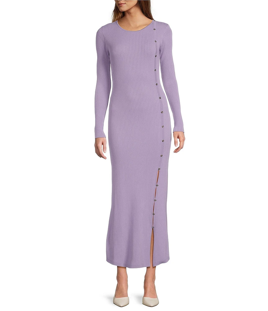 Antonio Melani Nora Ribbed Knit Round Neck Long Sleeve Maxi Dress