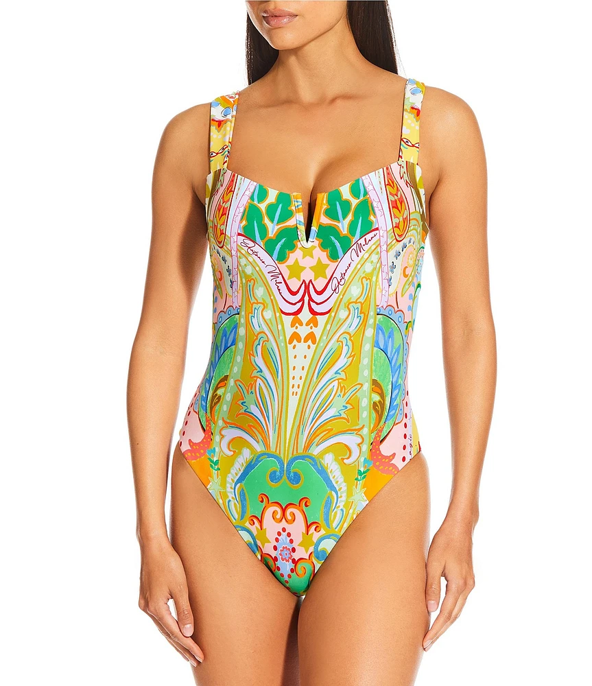 Antonio Melani Paisley V-Wire One Piece Swimsuit