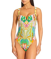 Antonio Melani Paisley V-Wire One Piece Swimsuit