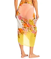 Antonio Melani Patchwork Floral Print Classic Self Tie Pareo Sarong Swim Cover-Up