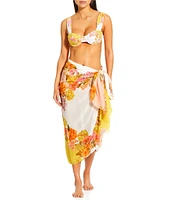Antonio Melani Patchwork Floral Print Classic Self Tie Pareo Sarong Swim Cover-Up